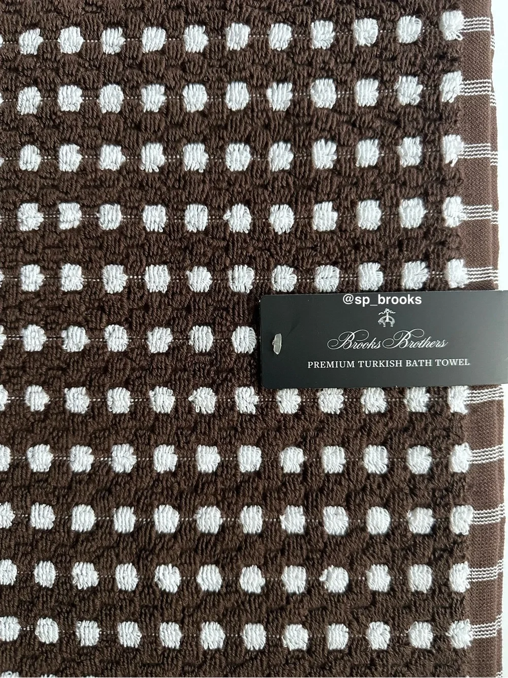 🎁2PC Brooks Brothers Premium Turkish Cotton Bath Towels - Brown and White